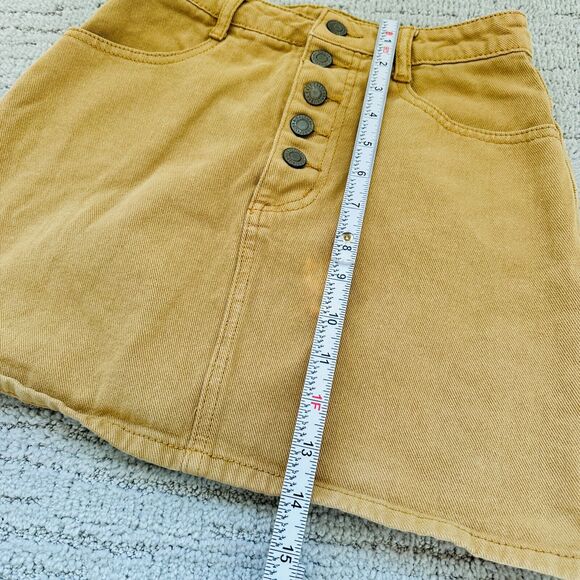 Brandy Melville J. Galt Brown Tan Button Fly Denim Mini Skirt Size Small PacSun - Picture 7 of 8